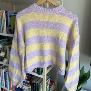 Topshop Lavender and Yellow Striped Sweater